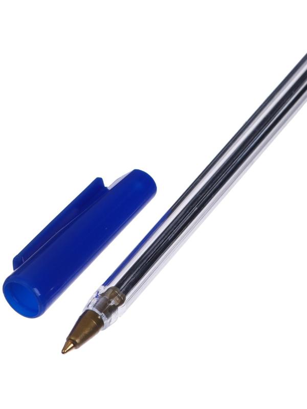 Ручка шариковая 0,7 мм, стержень синий, корпус прозрачный с синим колпачком