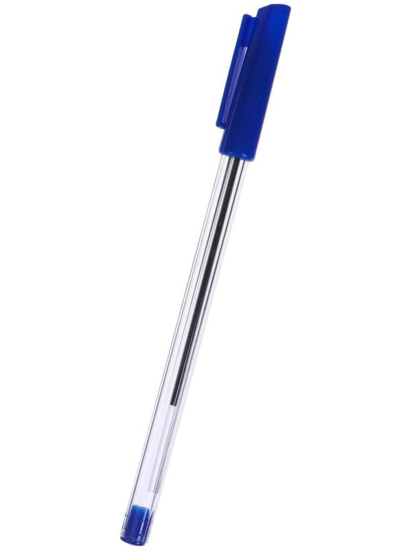 Ручка шариковая 0,7 мм, стержень синий, корпус прозрачный с синим колпачком