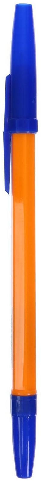 Ручка шариковая 0,7 мм, стержень синий, корпус оранжевый с синим колпачком