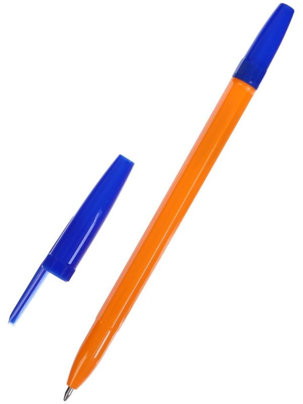 Ручка шариковая 0,7 мм, стержень синий, корпус оранжевый с синим колпачком