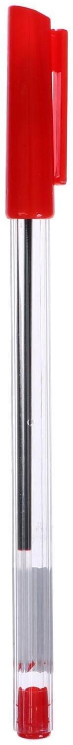 Ручка шариковая 0,7 мм, стержень красный, корпус прозрачный с красным колпачком