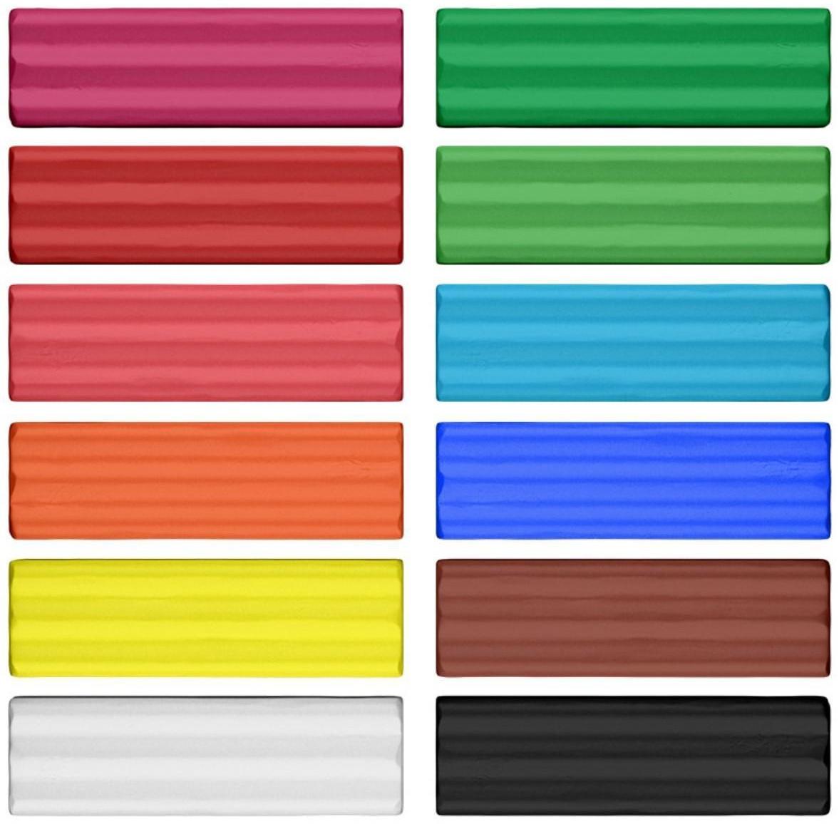 Пластилин мягкий (восковой), 12 цветов, 156 г, ErichKrause, картон, со стеком