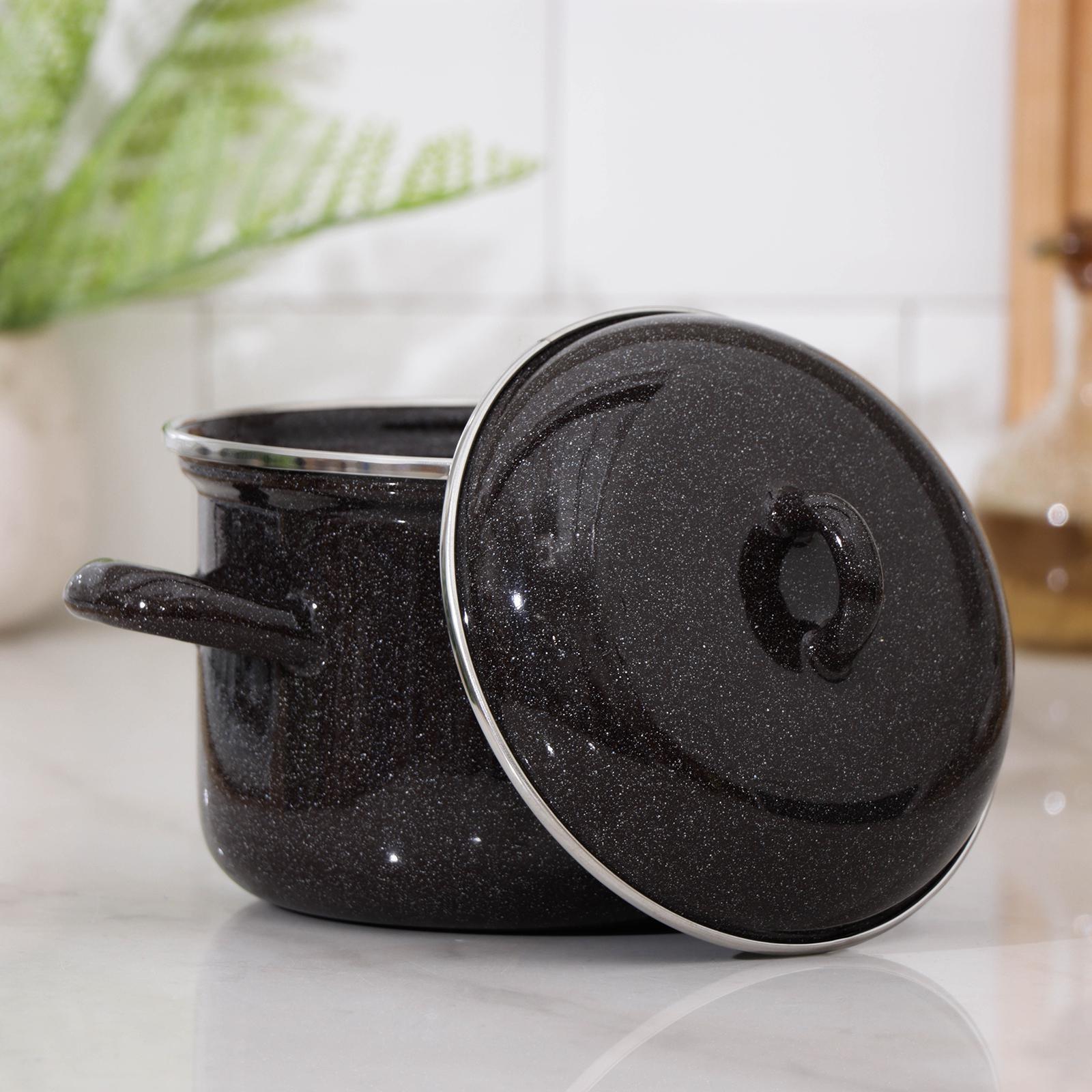 Кастрюля, 1,5 л, эмалированная крышка, индукция, цвет чёрный