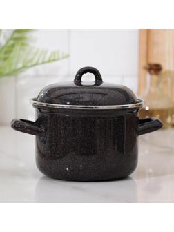 Кастрюля, 1,5 л, эмалированная крышка, индукция, цвет чёрный