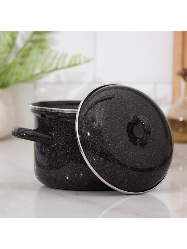 Кастрюля, 1,5 л, эмалированная крышка, индукция, цвет чёрный
