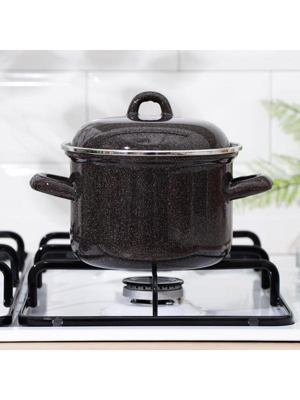 Кастрюля, 1,5 л, эмалированная крышка, индукция, цвет чёрный