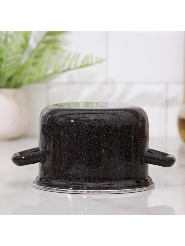 Кастрюля, 1,5 л, эмалированная крышка, индукция, цвет чёрный