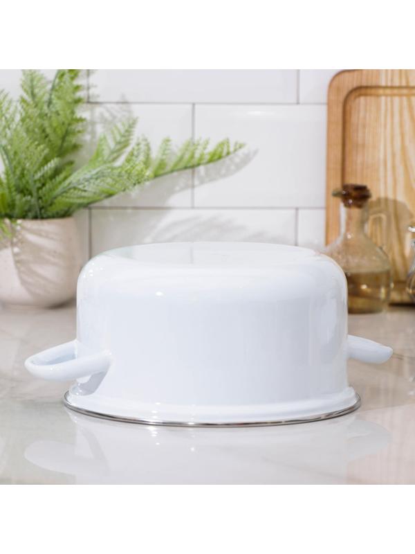 Кастрюля без деколи, 3 л, эмалированная крышка, индукция, цвет белый