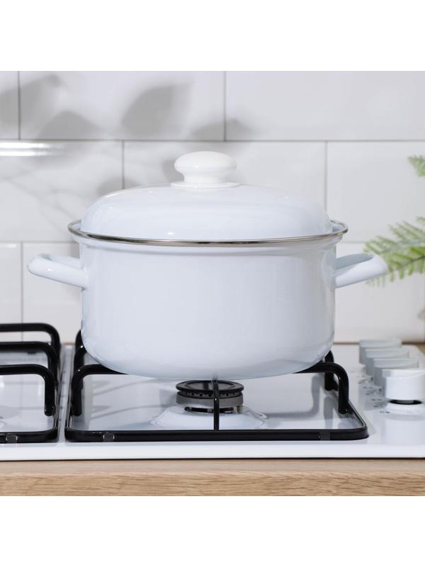 Кастрюля без деколи, 3 л, эмалированная крышка, индукция, цвет белый