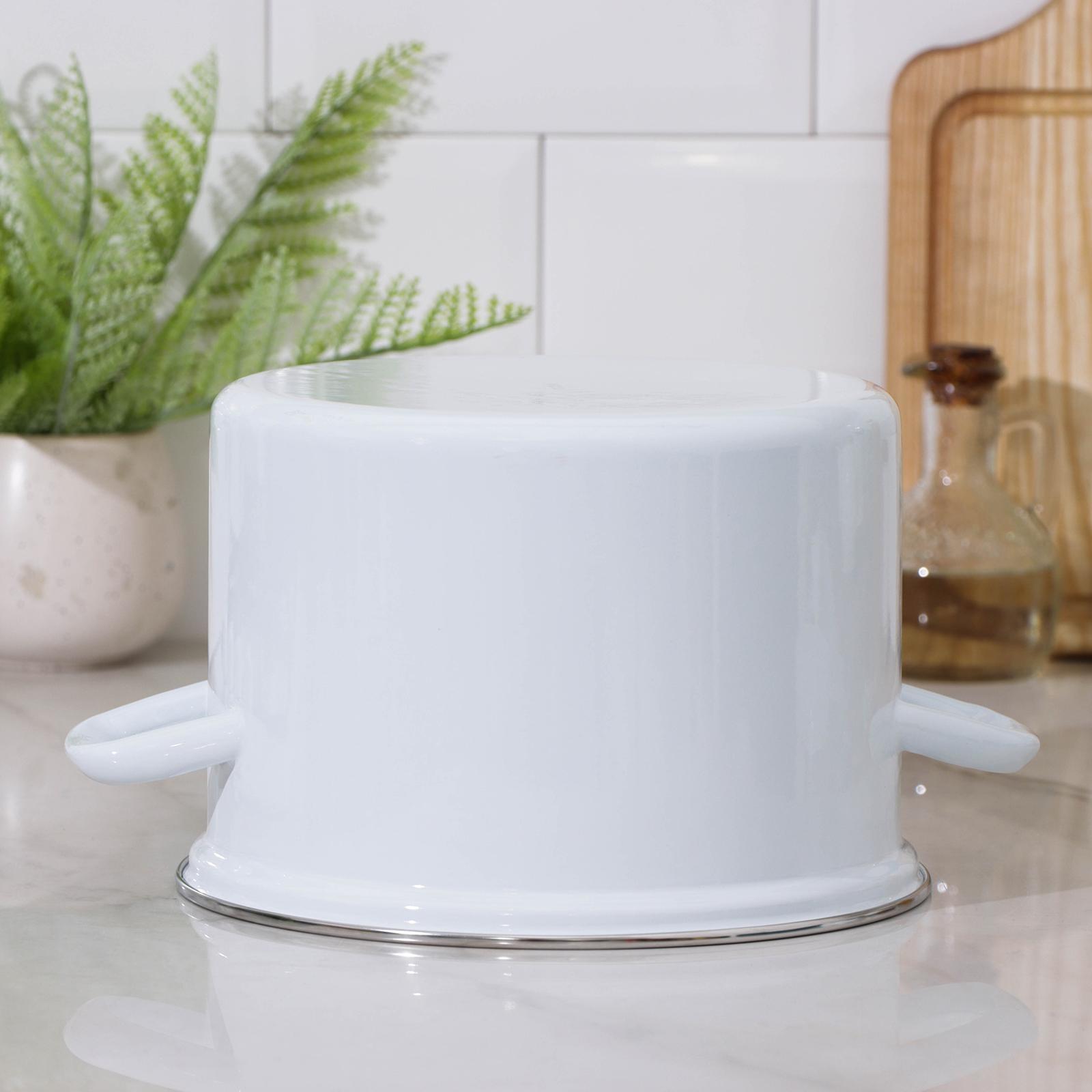 Кастрюля без деколи, 4,5 л, эмалированная крышка, индукция, цвет белый