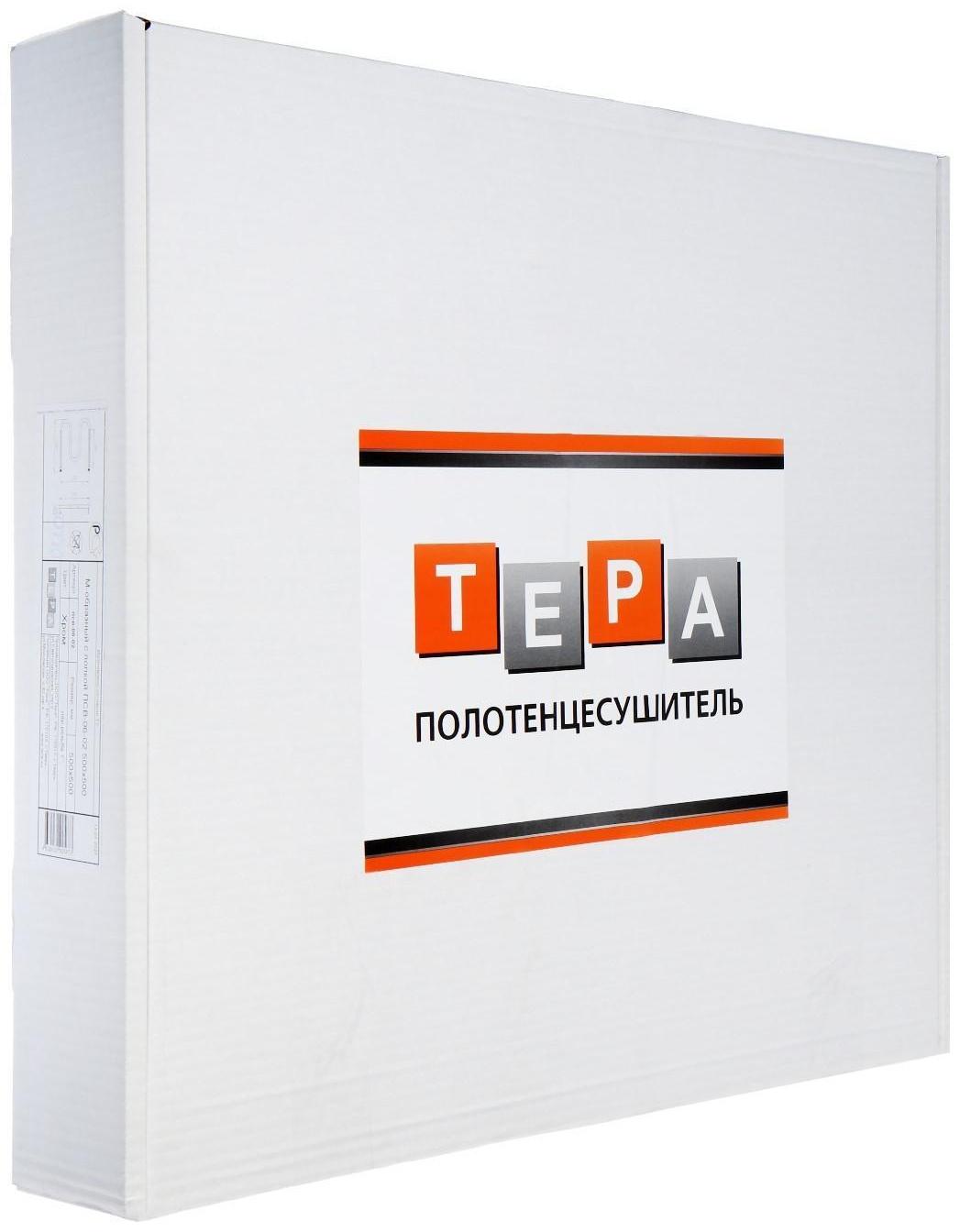 Полотенцесушитель водяной ТЕРА, М-образный, 500х500 мм, с полкой, D=32 мм, наруж. резьба 1