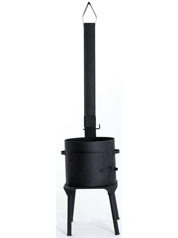 Печь под казан 10 л, с дымоходом, с дверцей и съемными ножками