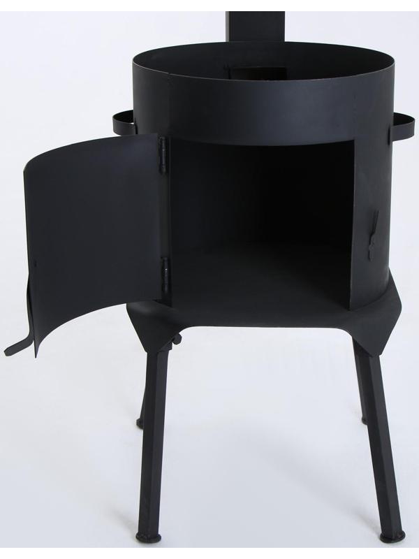 Печь под казан 10 л, с дымоходом, с дверцей и съемными ножками