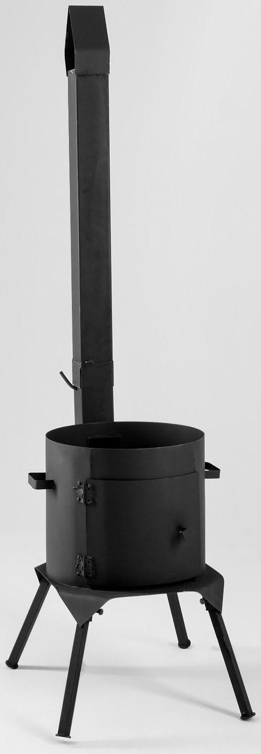 Печь под казан 12 л, с дымоходом, с дверцей и съемными ножками