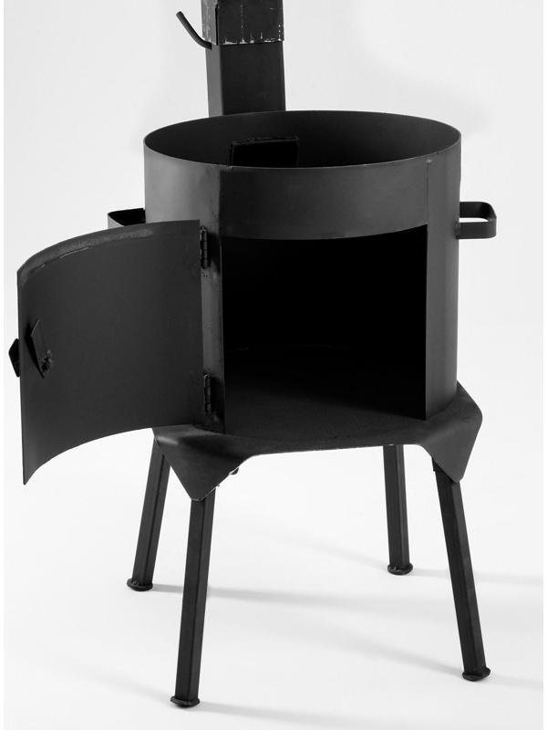 Печь под казан 12 л, с дымоходом, с дверцей и съемными ножками