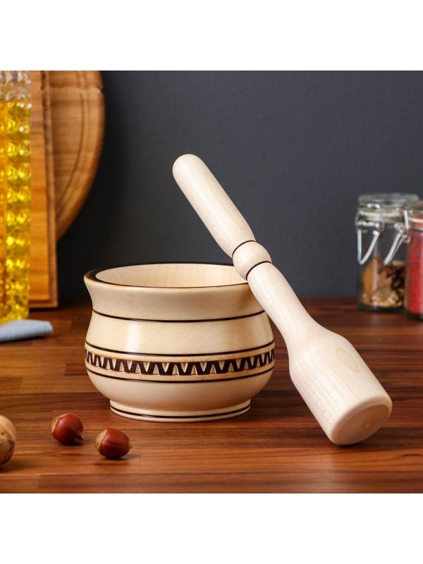 Ступка с пестиком, ступка 11-12 х 8 см, пестик 22 х 4,5 см, массив клена