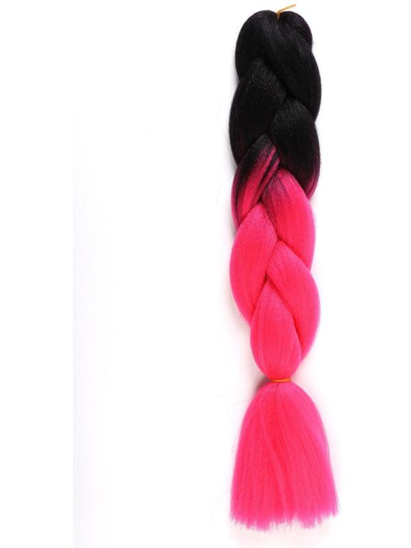 ZUMBA Канекалон двухцветный, гофрированный, 60 см, 100 гр, цвет чёрный/ярко-розовый(#BY3)