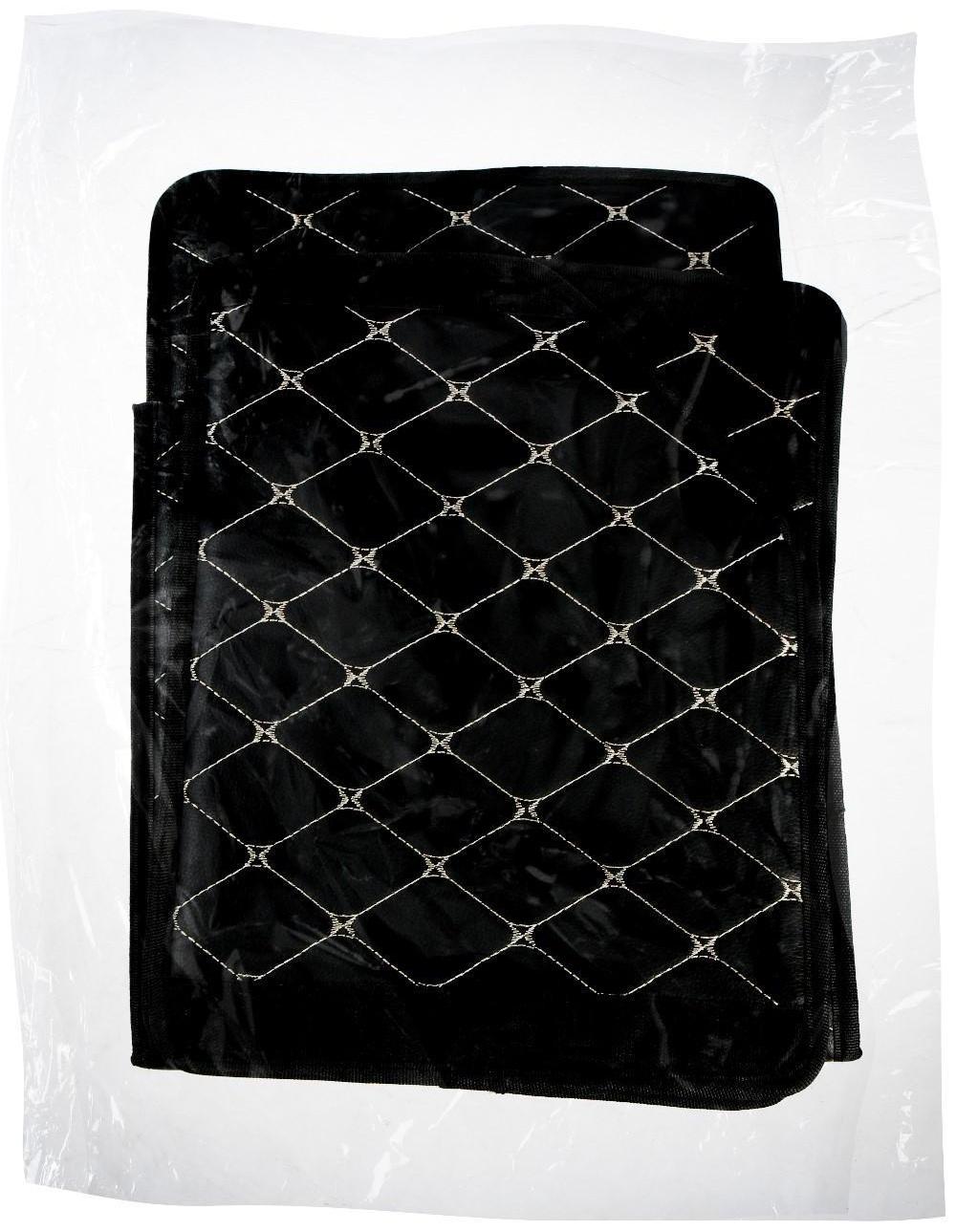 Саквояж в багажник автомобиля, 32×32×30 см, экокожа, черный с белой обшивкой