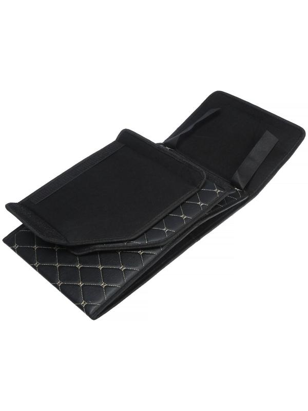 Саквояж в багажник автомобиля, 32×32×30 см, экокожа, черный с белой обшивкой