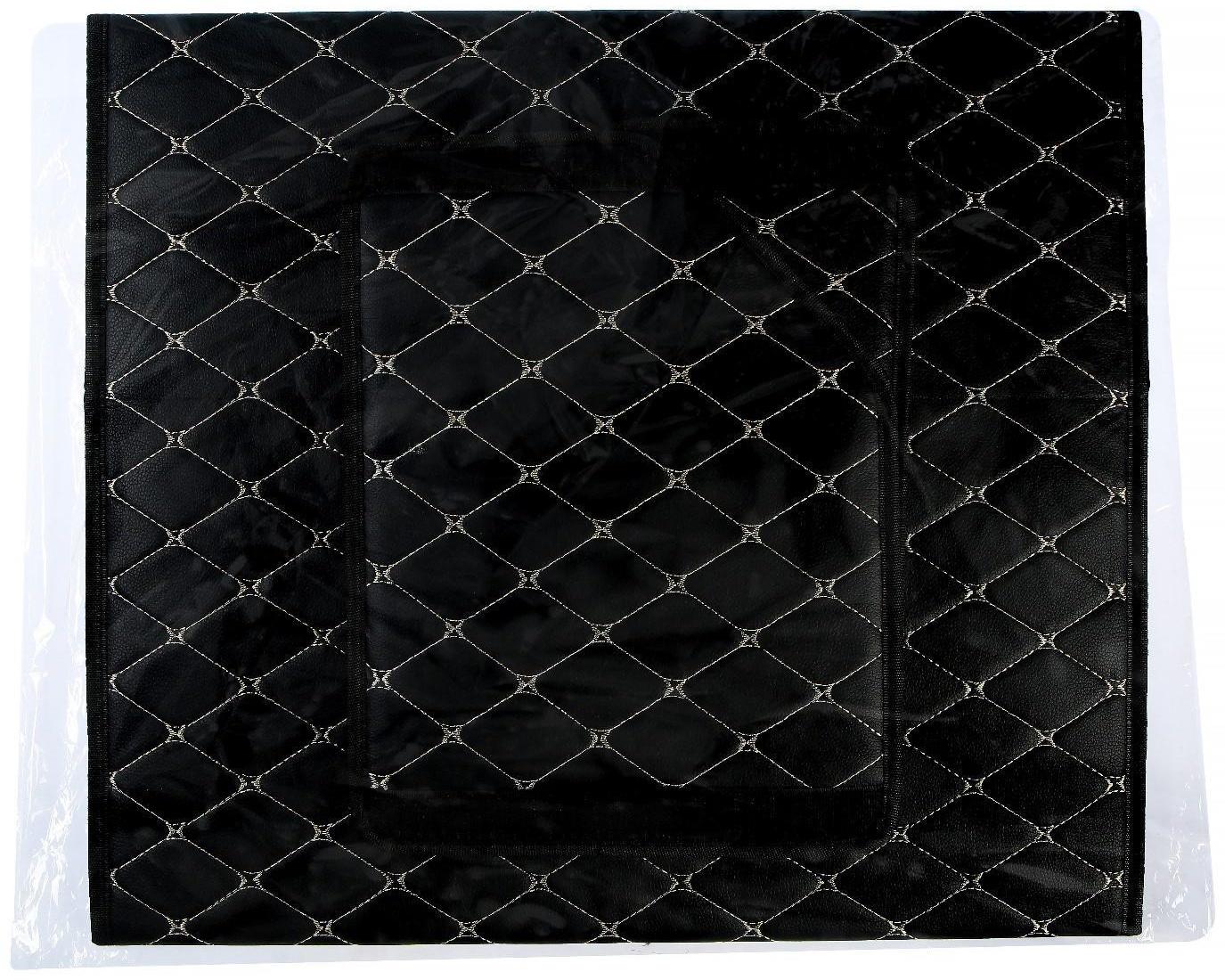 Саквояж в багажник автомобиля, 55×32×30 см, экокожа, черный с белой строчкой