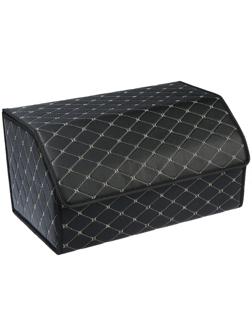 Саквояж в багажник автомобиля, 55×32×30 см, экокожа, черный с белой строчкой