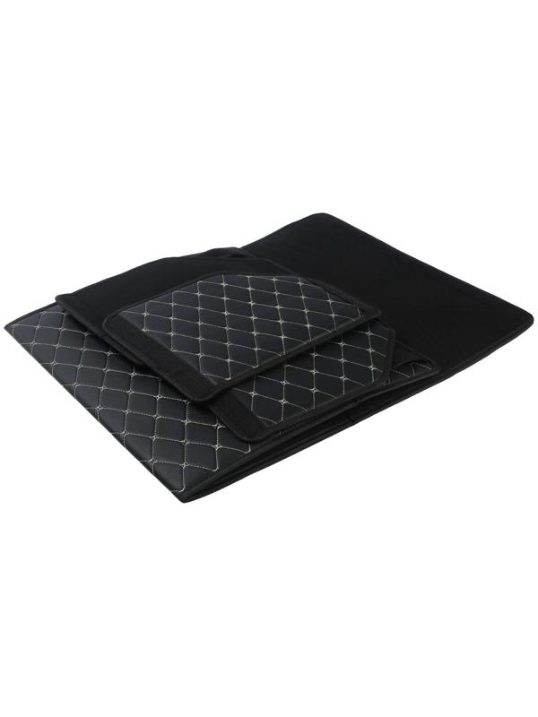 Саквояж в багажник автомобиля, 55×32×30 см, экокожа, черный с белой строчкой