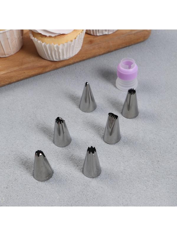 Набор «БезМерно люблю готовить», мешок кондитерский 6 шт 30х19.6 см, адаптер, насадки 6 шт