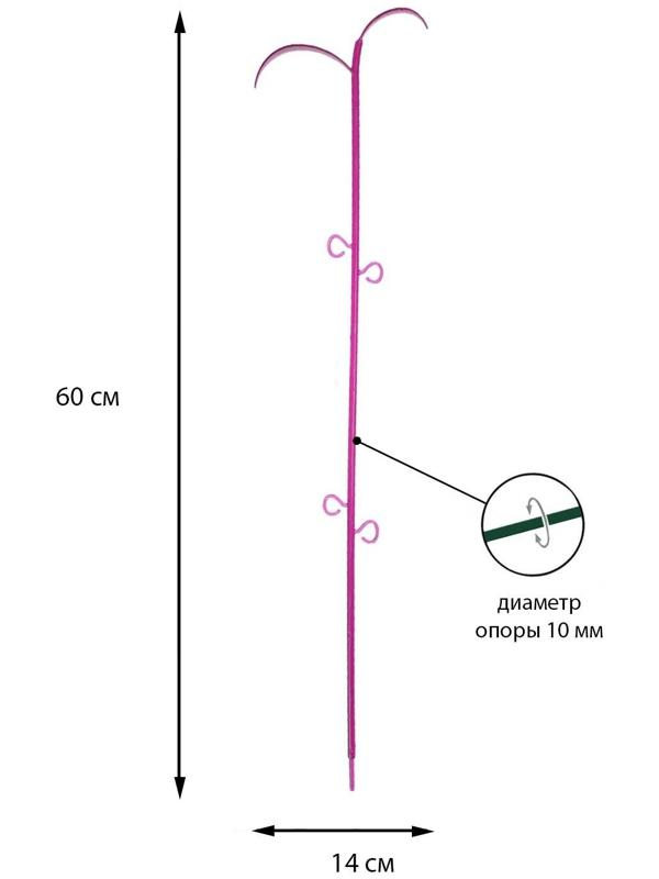 Поддержка для орхидей, 60 × 14 × 1 см, пластик, цвет МИКС, «Пальма»