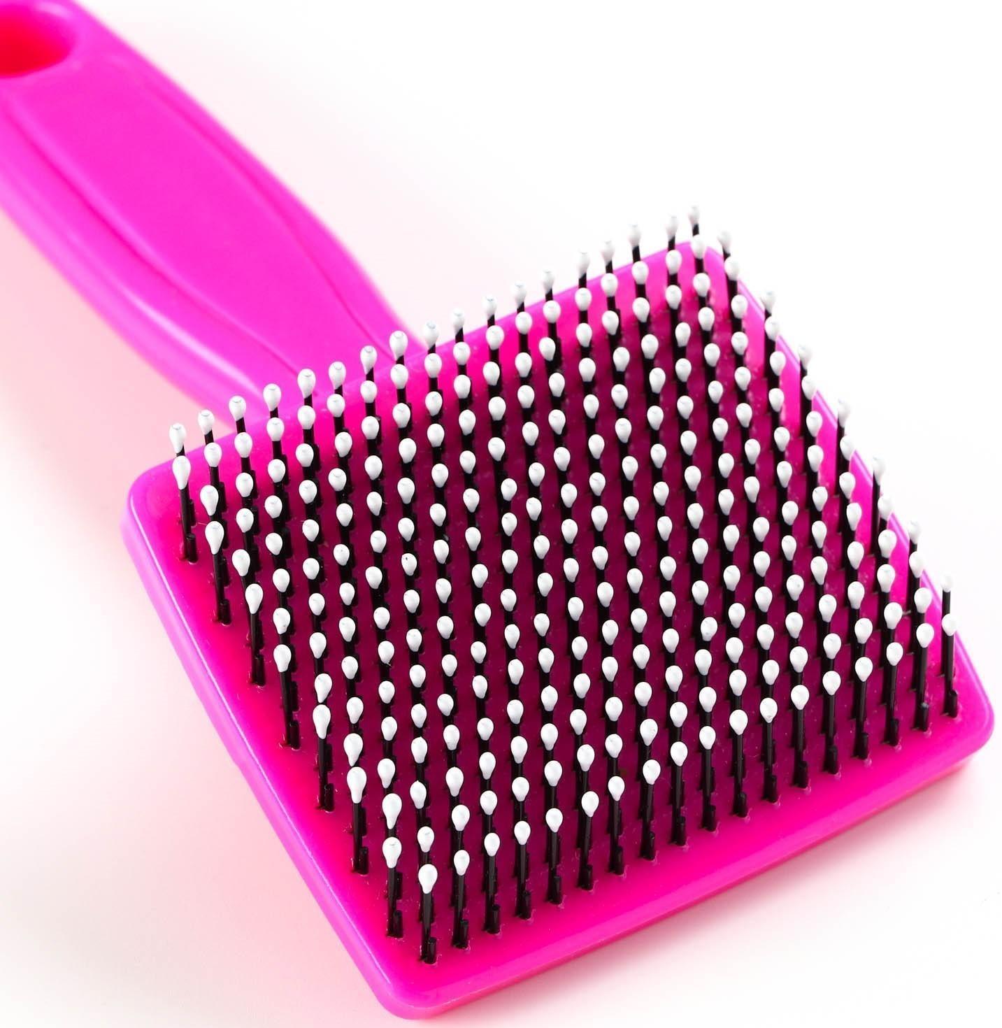 Пуходерка пластиковая мягкая с закругленными зубьями, малая, 6 х 13,5 см, розовая