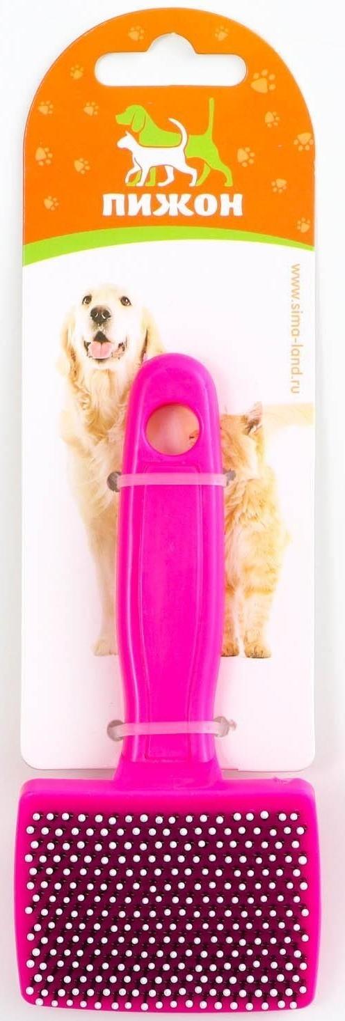 Пуходерка пластиковая мягкая с закругленными зубьями, малая, 6 х 13,5 см, розовая