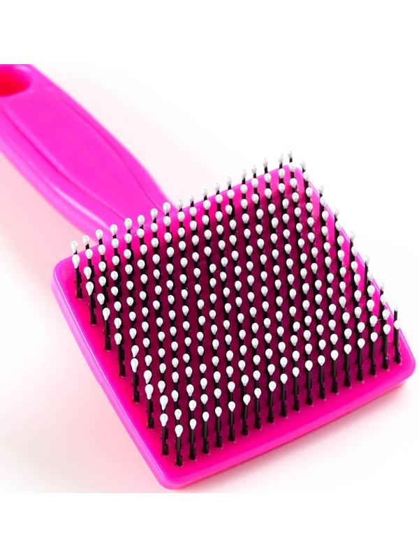 Пуходерка пластиковая мягкая с закругленными зубьями, малая, 6 х 13,5 см, розовая