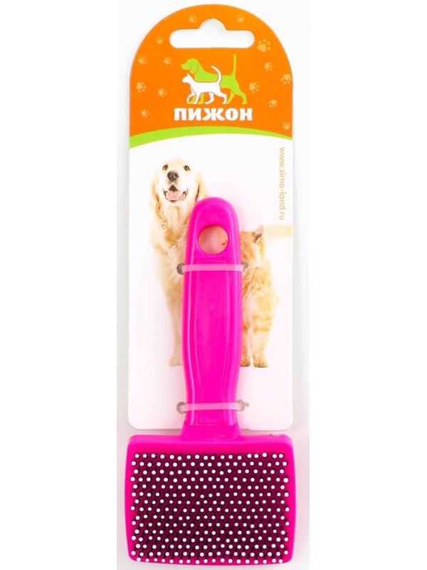Пуходерка пластиковая мягкая с закругленными зубьями, малая, 6 х 13,5 см, розовая