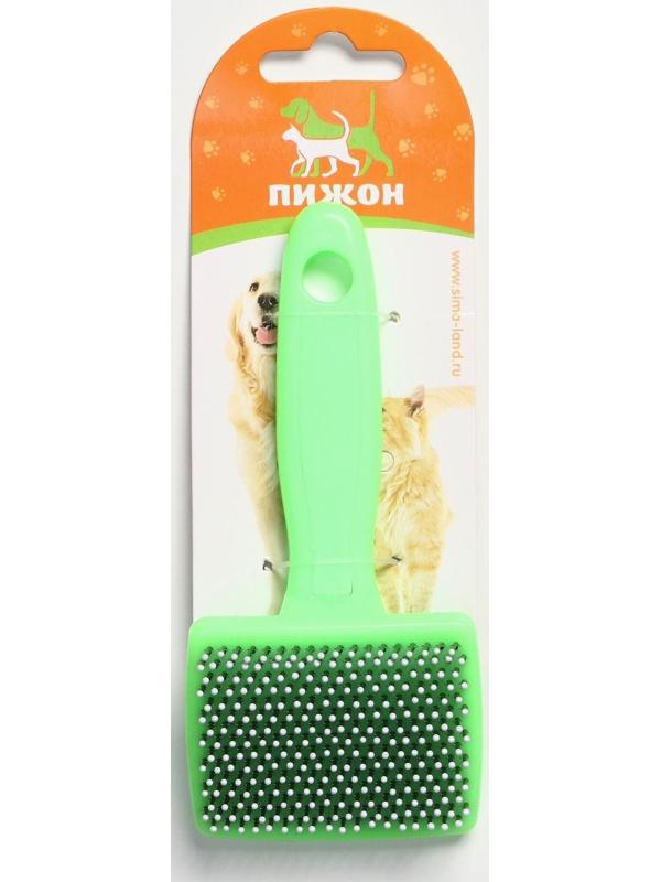 Пуходерка пластиковая мягкая с закругленными зубьями, малая, зелёная, 6 х 13,5 см