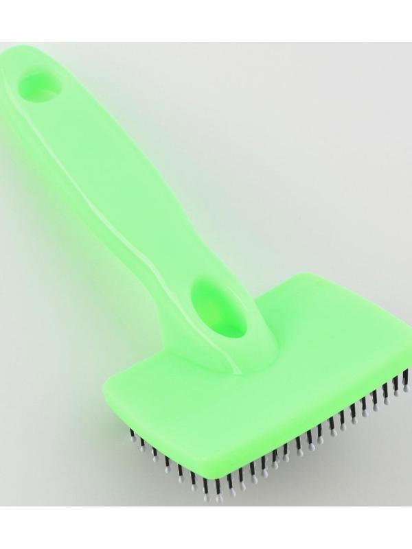 Пуходерка пластиковая мягкая с закругленными зубьями, малая, зелёная, 6 х 13,5 см