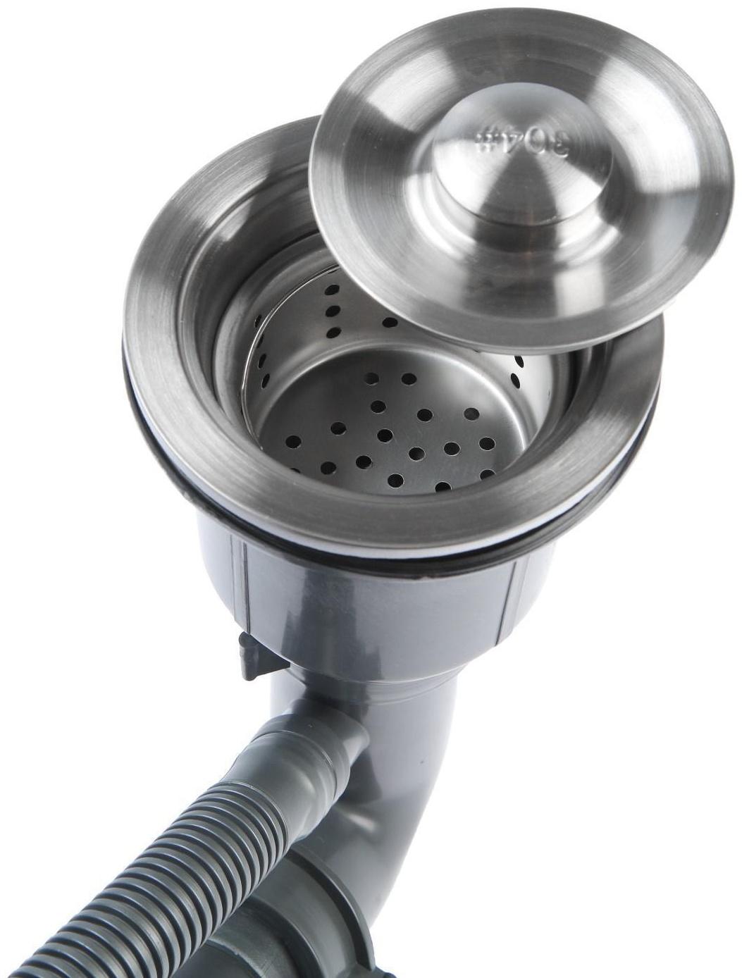 Мойка кухонная GERHANS K34444, врезная, 440 х 440 х 220 мм,  толщина 1,0 мм, с сифоном