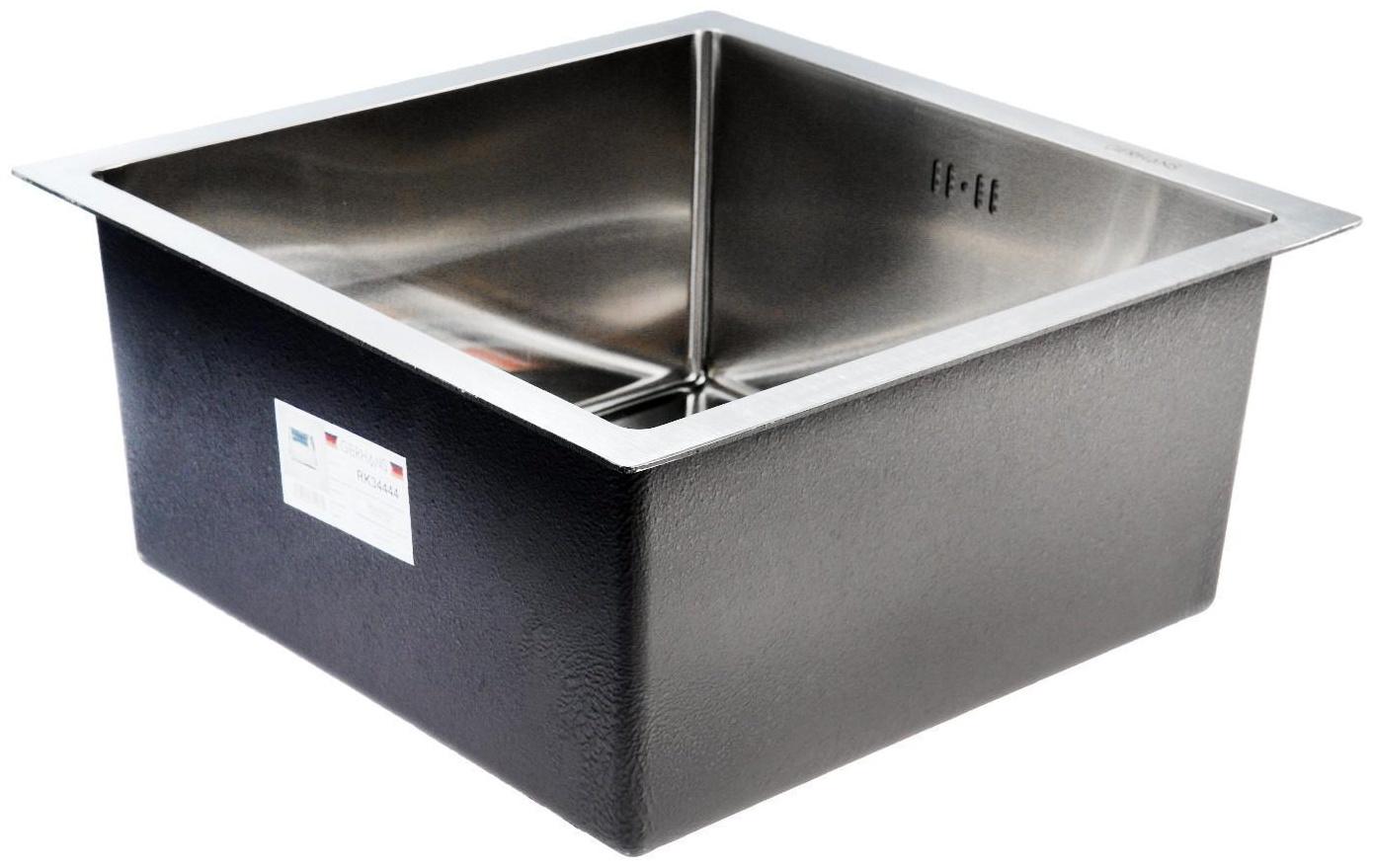 Мойка кухонная GERHANS K34444, врезная, 440 х 440 х 220 мм,  толщина 1,0 мм, с сифоном