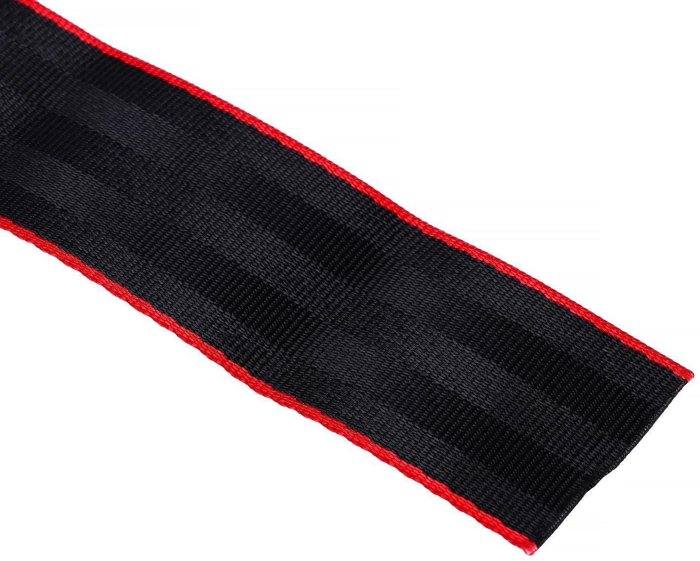 Нейлоновая лента, ремень 4.8 см × 5 м, черный с красным кантом