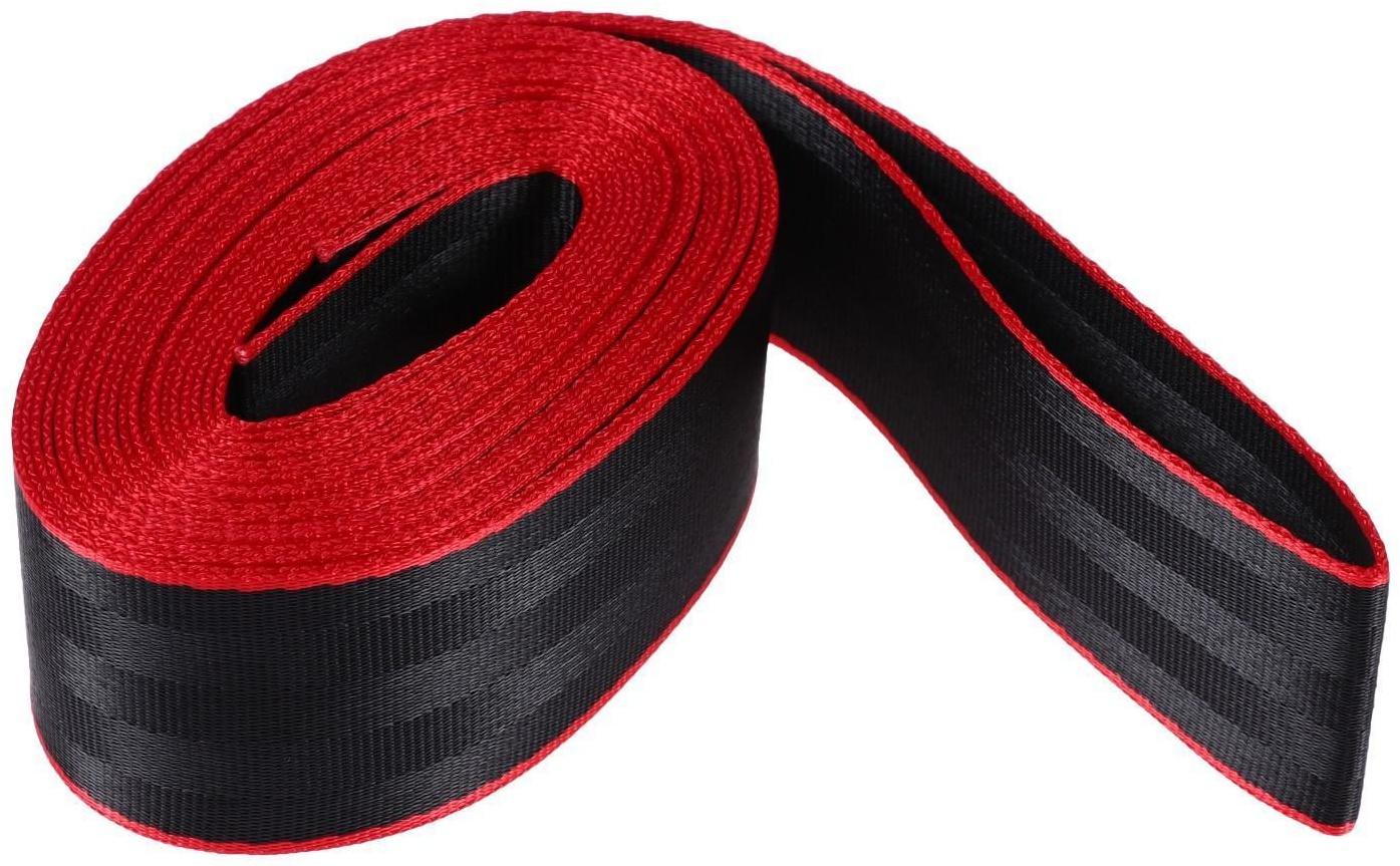Нейлоновая лента, ремень 4.8 см × 5 м, черный с красным кантом