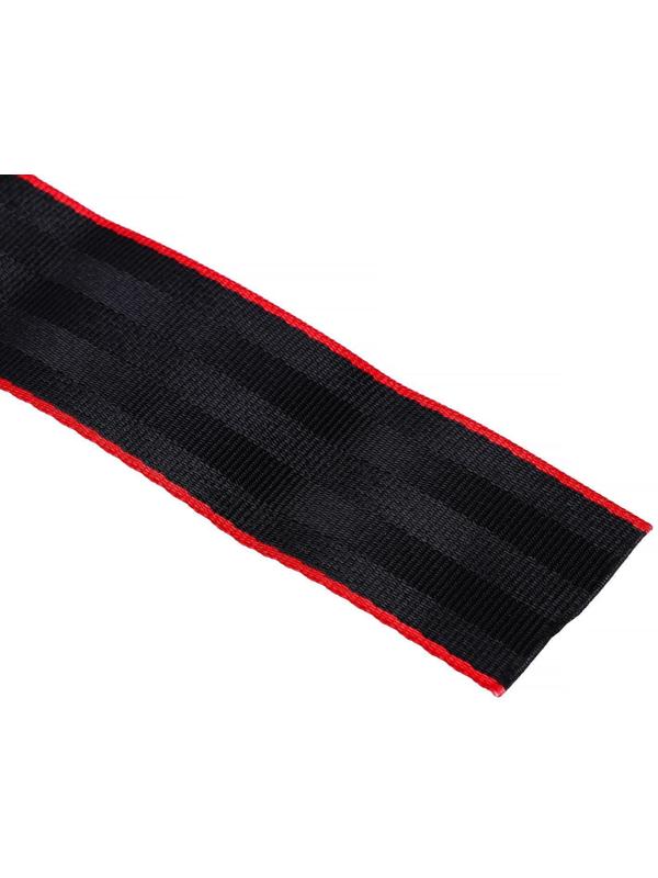 Нейлоновая лента, ремень 4.8 см × 5 м, черный с красным кантом