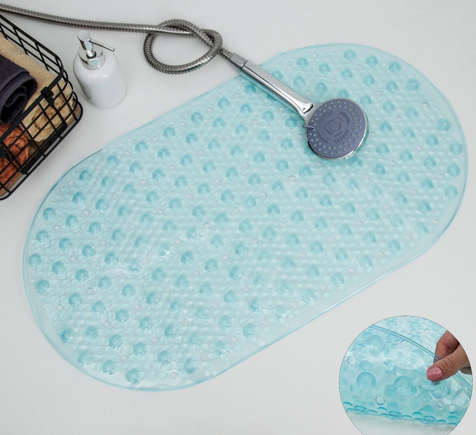 Набор для ванной SAVANNA «Селест»: штора 180×180 см, ковёр 38×69 см, цвет морской волны