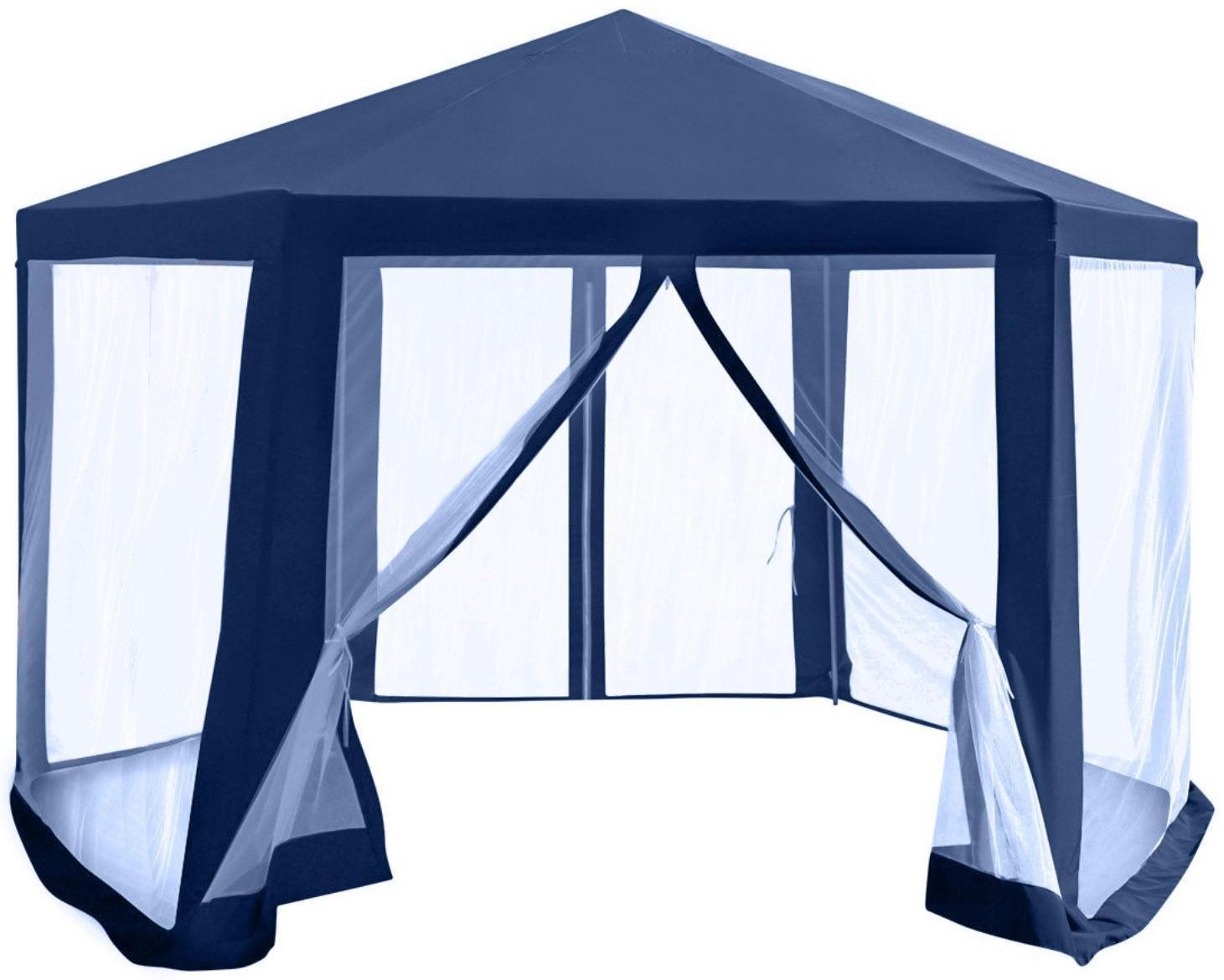 Шатер садовый 2*2*2м гексагональный, синий, закрытый