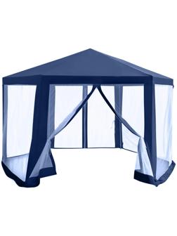 Шатер садовый 2*2*2м гексагональный, синий, закрытый