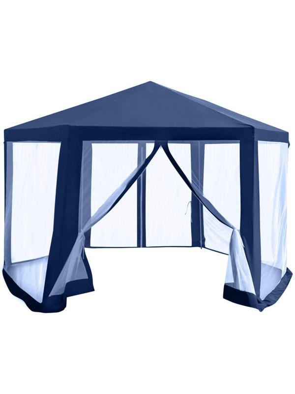 Шатер садовый 2*2*2м гексагональный, синий, закрытый