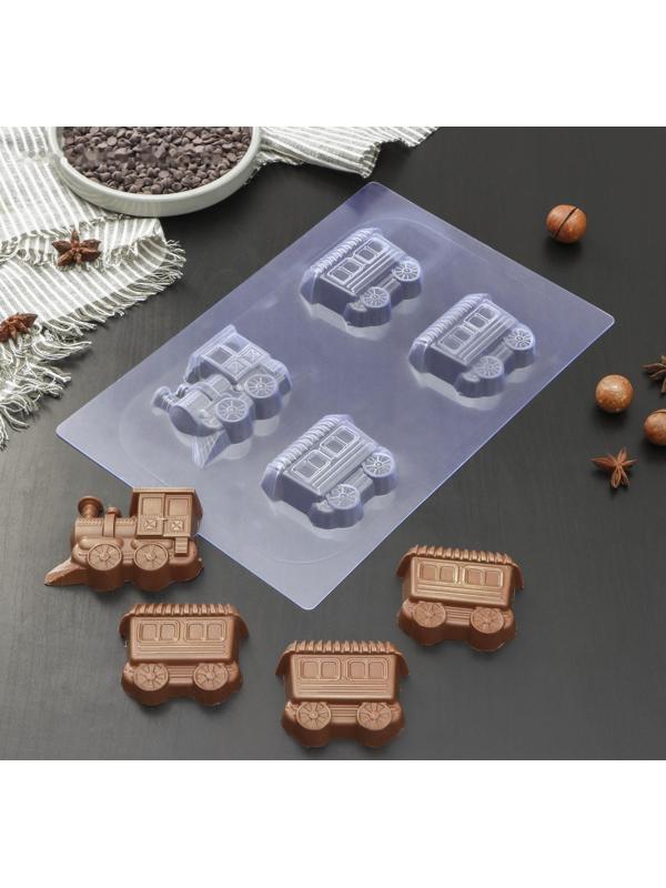 Форма для шоколада и конфет «Поезд», 28×19 см, цвет прозрачный