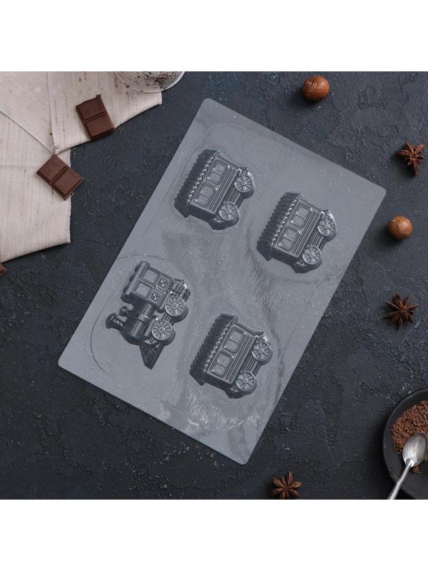 Форма для шоколада и конфет «Поезд», 28×19 см, цвет прозрачный