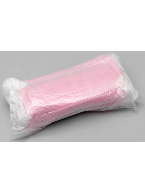 Маска медицинская, четырёхслойная, 50 штук в упаковке, розовая