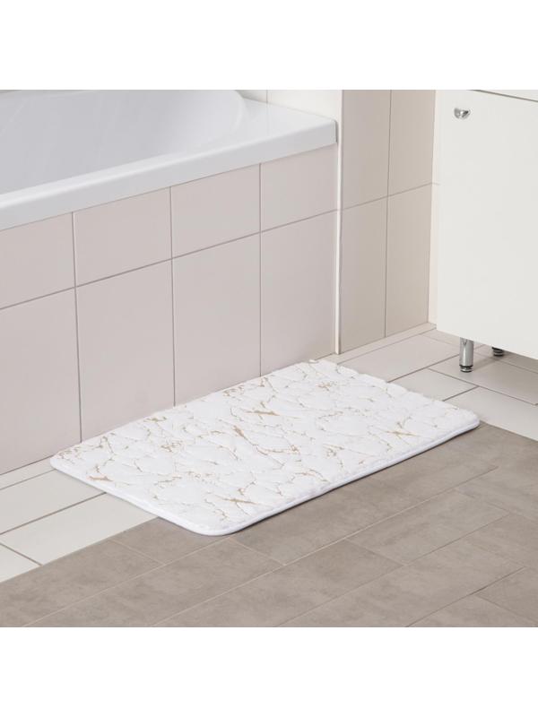 Коврик Доляна «Камень», 50×80 см, цвет белый