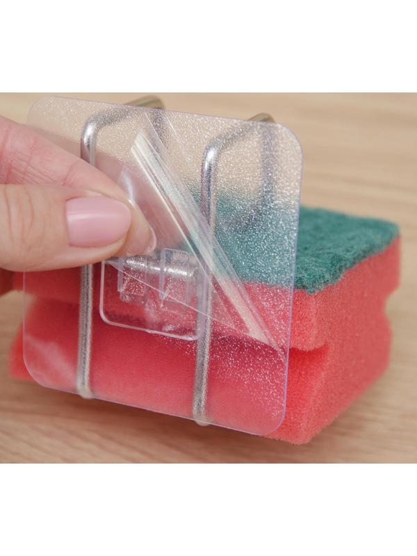 Держатель универсальный на липучке, 7×6×7 см, цвет хром