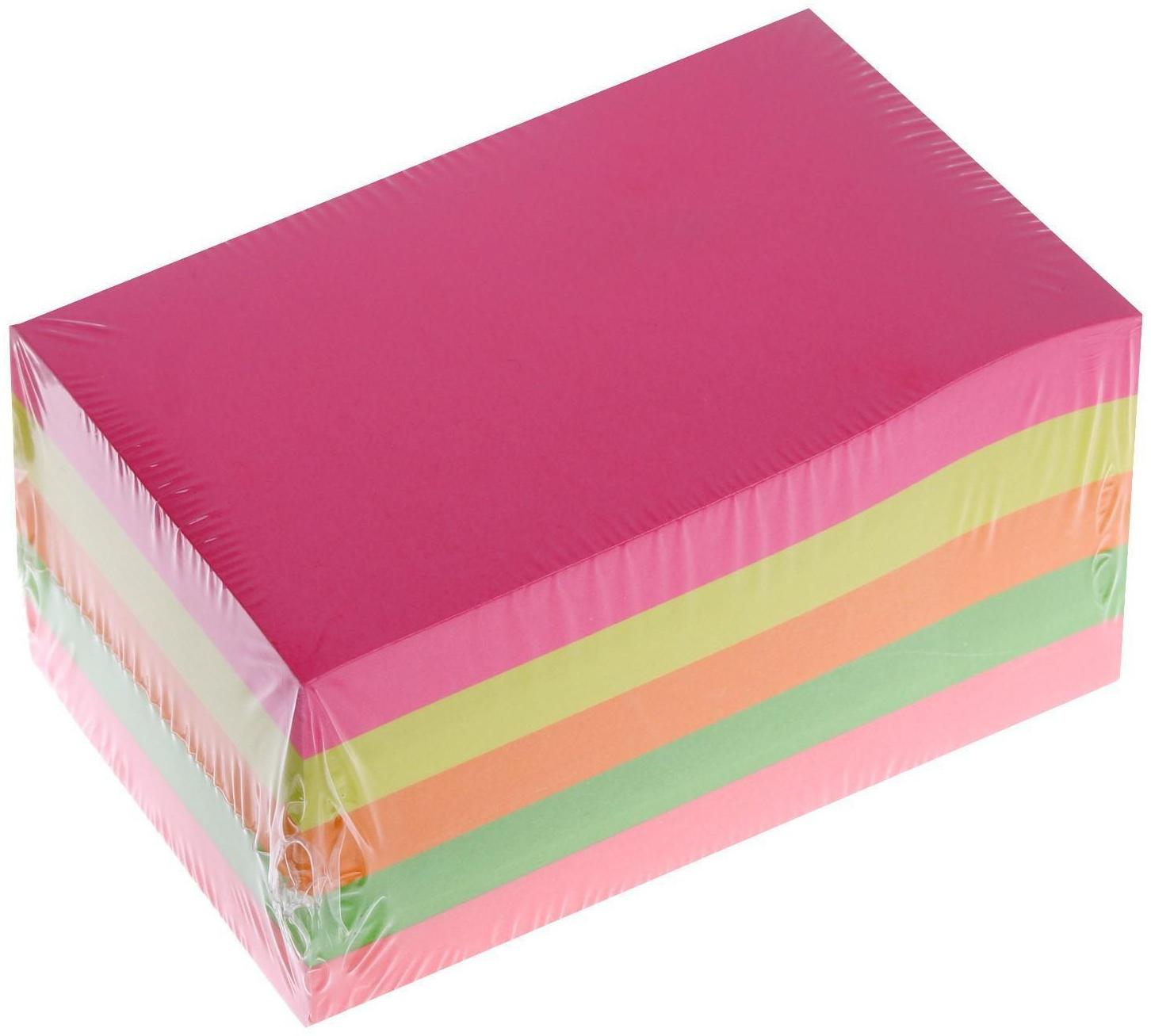 Блок с липким краем 51 мм х 76 мм, 400 листов, флуоресцентные, 5 цветов