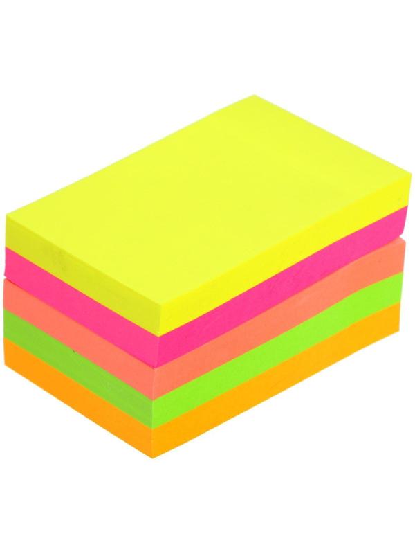 Блок с липким краем 51 мм х 76 мм, 400 листов, флуоресцентные, 5 цветов
